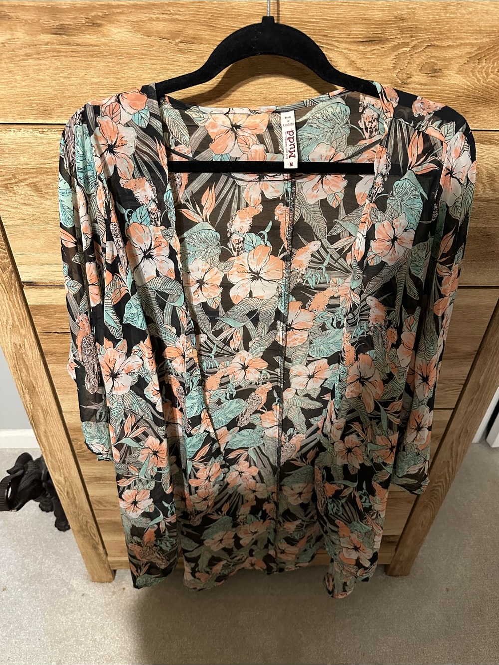 Mudd Black Floral Printed Shaw